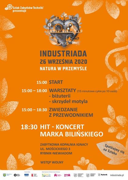 Związany z wydarzeniem plakat przedstawiający program Industriady w Rybniku