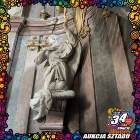 Grafika promująca aukcję WOŚP - Wyprawa do źródeł Juliusa Rogera połączona ze zwiedzaniem Opactwa Cystersów