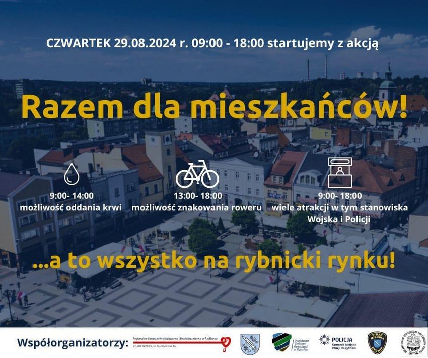 Plakat zapowiadający wydarzenie na rybnickim rynku