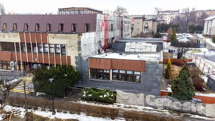  Fragment centrum miasta z lotu ptaka - termomodernizacja rybnickiej biblioteki