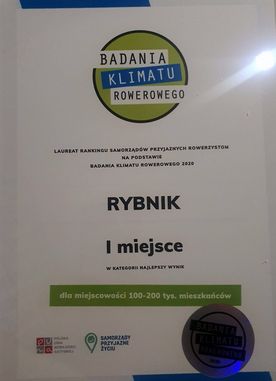 Dyplom dla miasta w badaniu Dobry klimat dla rowerów 