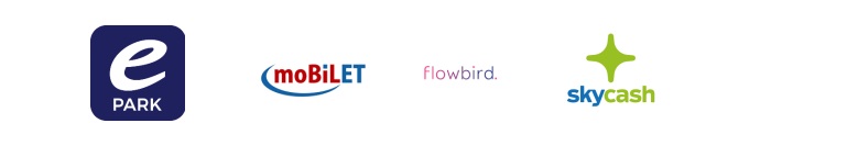 grafiki prezentujące logo metody płatności za parkingi miejskie